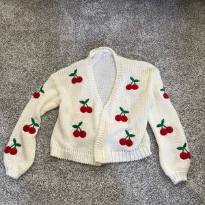 Altar'd State Cream Cherry Cardigan